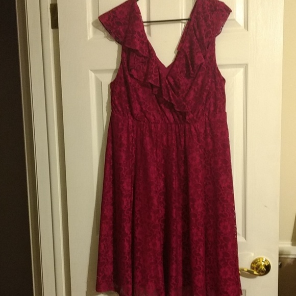 Torrid Wine Colored Lace Dress - Picture 2 of 8